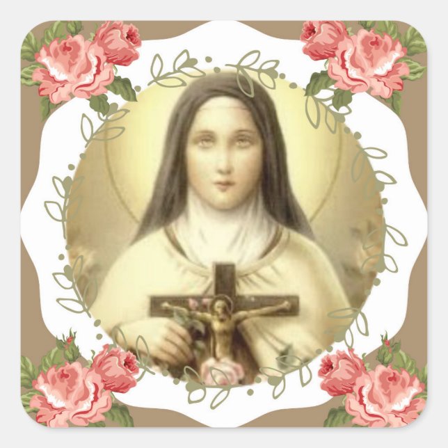St. Therese of the Child Jesus Little Flower Square Sticker (Front)