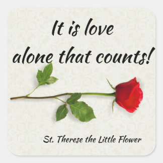 St. Therese of the Child Jesus Red Rose Square Sticker