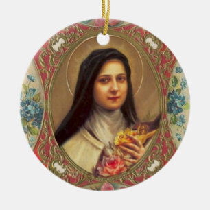 St. Therese of the Infant Jesus Roses Crucifix Ceramic Ornament