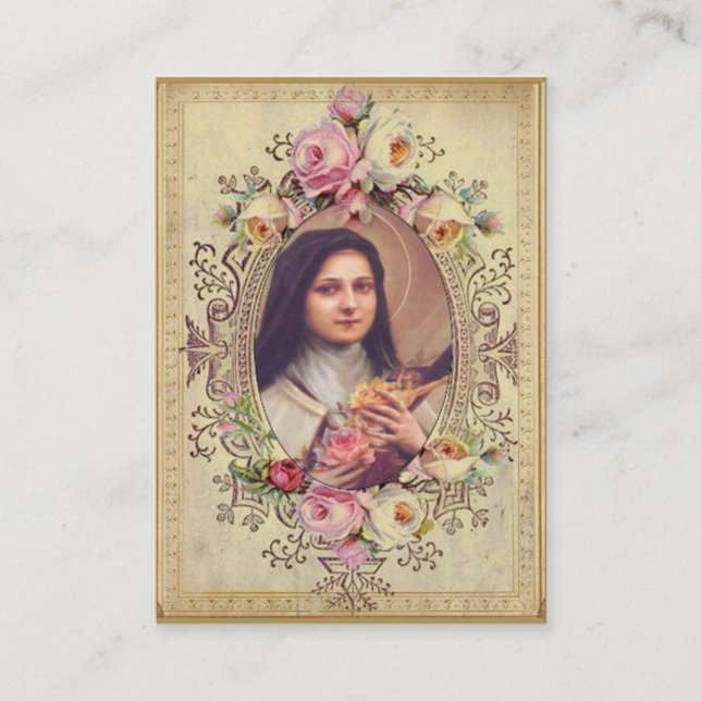 St Therese peu de carte sainte de Novena de fleur (Devant)