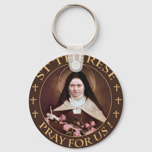 ST THERESE PRAY FOR US! DEVOTIONAL GEAR KEYCHAIN (Front)