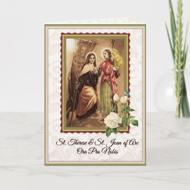 St Therese St Joan of Arc Catholic Religious  Card (Front)