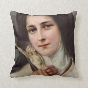 St. Therese the Little Flower Crucifix Throw Pillow