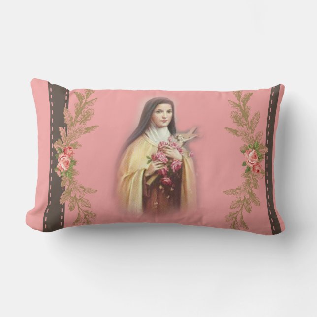 St. Therese the Little Flower Lumbar Pillow (Front)