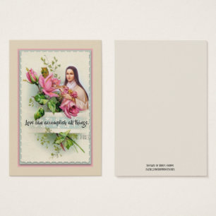 St. Therese the Little Flower Pink Rose Holy Card