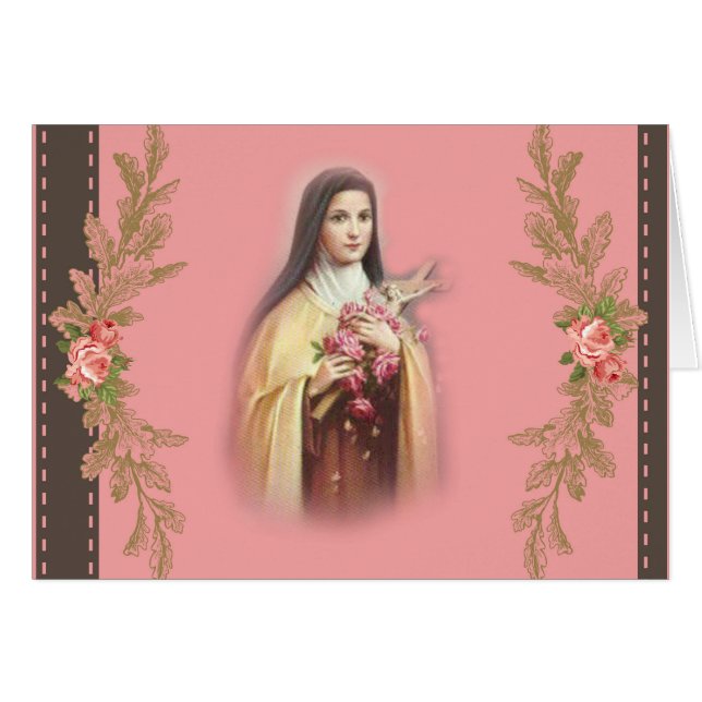 St. Therese the Little Flower Pink Roses (Front Horizontal)