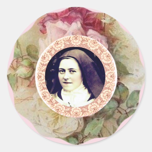 St. Therese the Little Flower Roses Classic Round Sticker (Front)
