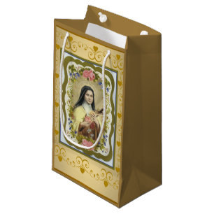 St. Therese the Little Flower Roses Crucifix Small Gift Bag
