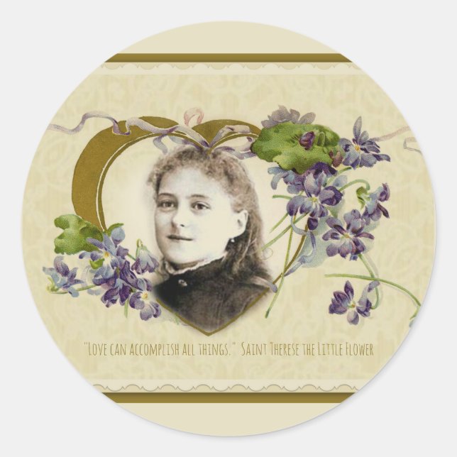 St. Therese the Little Flower Violets Classic Round Sticker (Front)
