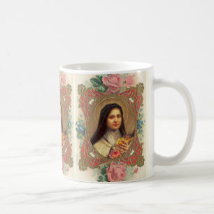 St. Therese the Little Flower w/pink roses VINTAGE Coffee Mug