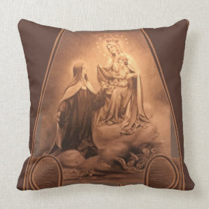 St. Therese Virgin Mary Jesus Roses Throw Pillow