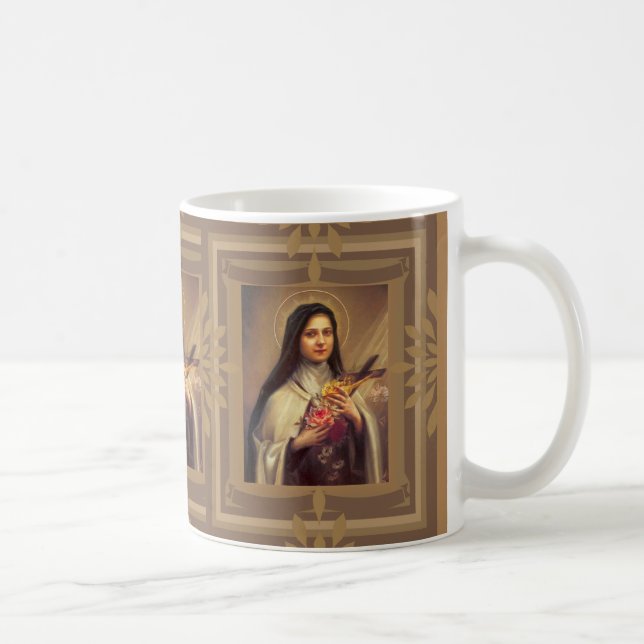 St. Therese with Roses & Crucifix Coffee Mug (Right)