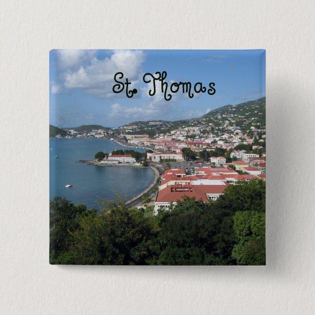 St. Thomas 2 Inch Square Button (Front)
