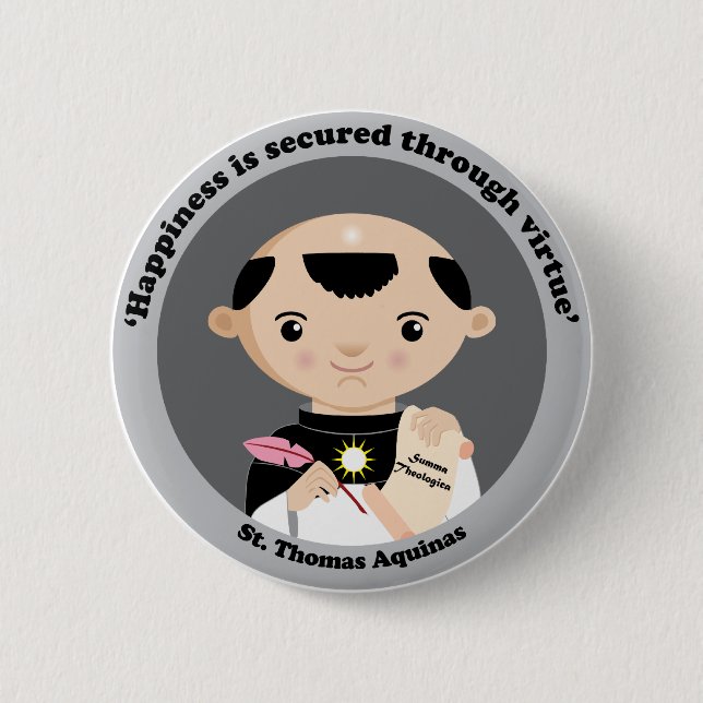 St. Thomas Aquinas 2 Inch Round Button (Front)