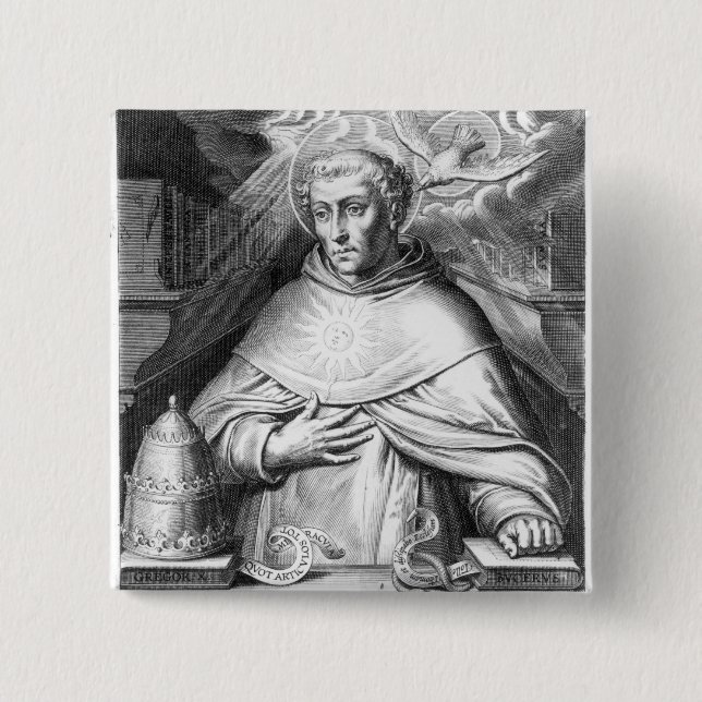 St. Thomas Aquinas 2 Inch Square Button (Front)