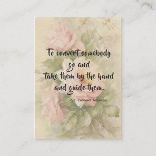 St. Thomas Aquinas Quote Roses Holy Card