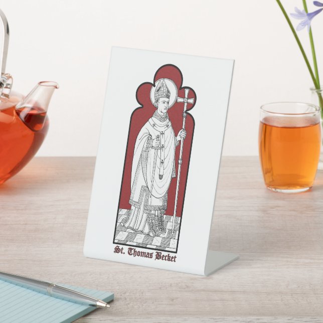 St. Thomas Becket Holding a Sword (M 033) Pedestal Sign (In SItu)