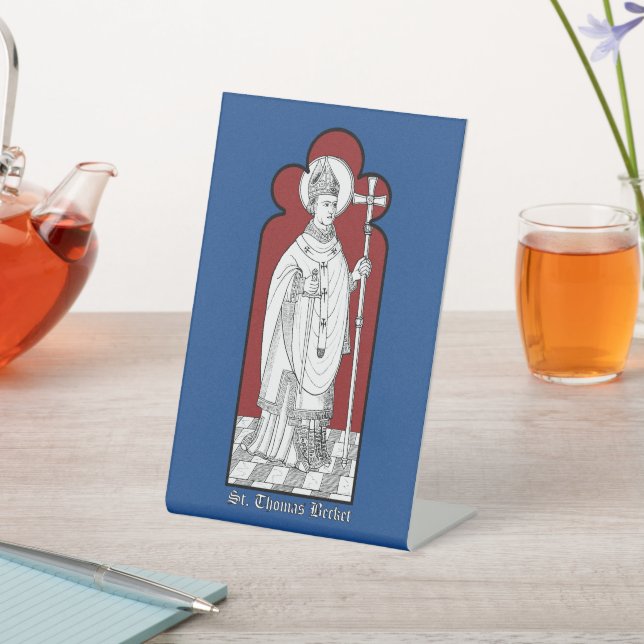 St. Thomas Becket Holding a Sword (M 033) Pedestal Sign (In SItu)