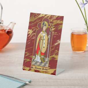 St. Thomas Becket with Sword (M 033; Colorized) Pedestal Sign