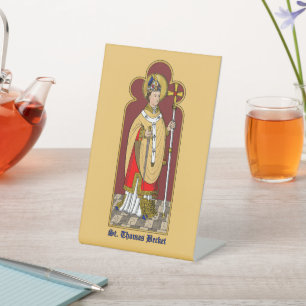 St. Thomas Becket with Sword (M 033; Colorized) Pedestal Sign