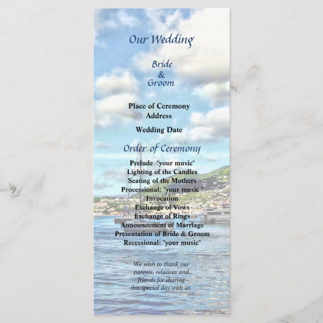 St Thomas Boats in Harbour Wedding Program (Front)