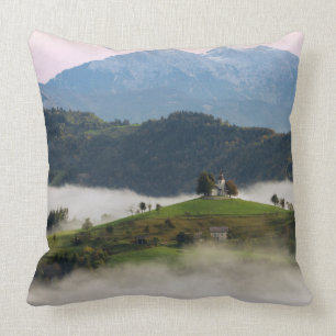 St. Thomas church and mountains in Slovenia pillow