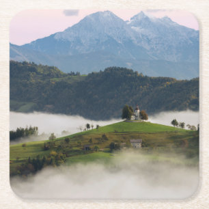 St. Thomas church and mountains, Slovenia coaster
