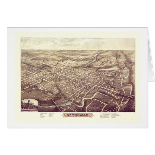 St Thomas, DESSUS, carte panoramique du Canada - (Devant horizontal)