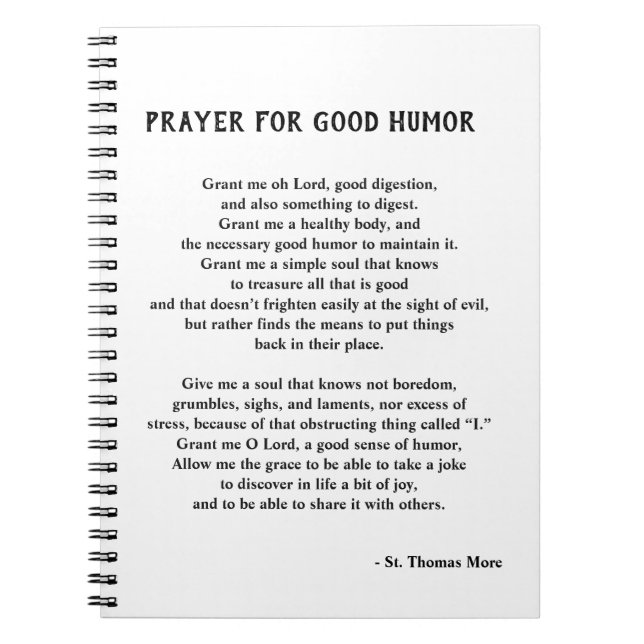 St. Thomas More Prayer for Good Humour Notebook (Front)