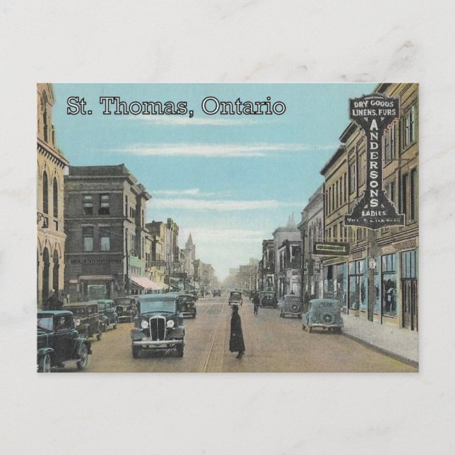 St. Thomas, Ontario - Talbot Street c. 1935 Postcard (Front)