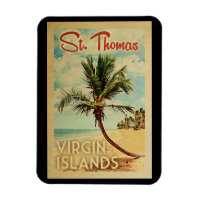St Thomas Palm Tree Vintage Travel