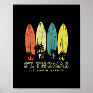 St Thomas Retro Surfboards Vintage Boys Girls Souv Poster