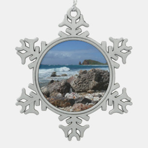 St. Thomas Rocky Beach Snowflake Pewter Christmas Ornament