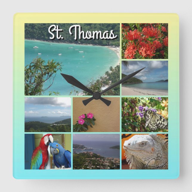St. Thomas - Scenic Photo Collage 6115 Square Wall Clock (Front)