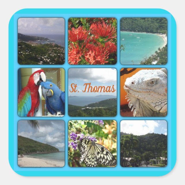St. Thomas - Scenic Photo Collage Square Sticker (Front)