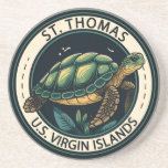 St Thomas U.S. Virgin Islands Turtle Badge Coaster<br><div class="desc">St Thomas vector art design. It's known for its beaches and snorkelling spots.</div>