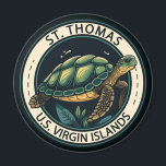 St Thomas U.S. Virgin Islands Turtle Badge Magnet<br><div class="desc">St Thomas vector art design. It's known for its beaches and snorkelling spots.</div>
