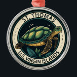 St Thomas U.S. Virgin Islands Turtle Badge Metal Ornament<br><div class="desc">St Thomas vector art design. It's known for its beaches and snorkelling spots.</div>