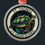 St Thomas U.S. Virgin Islands Turtle Badge Metal Ornament<br><div class="desc">St Thomas vector art design. It's known for its beaches and snorkelling spots.</div>