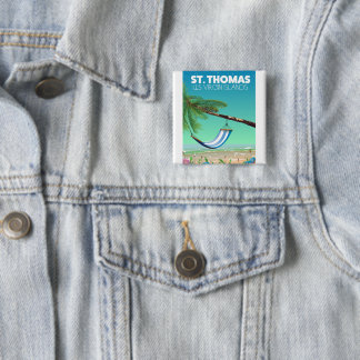 St Thomas US Virgin Islands. 2 Inch Square Button