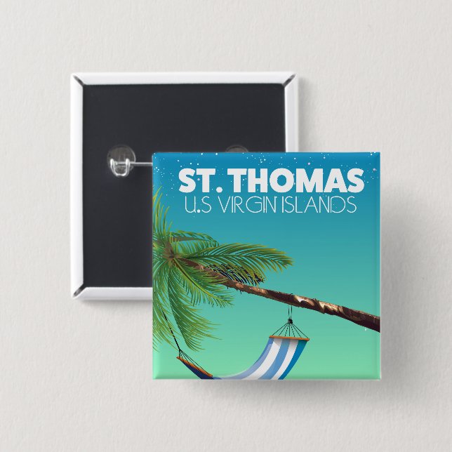 St Thomas US Virgin Islands. 2 Inch Square Button (Front & Back)