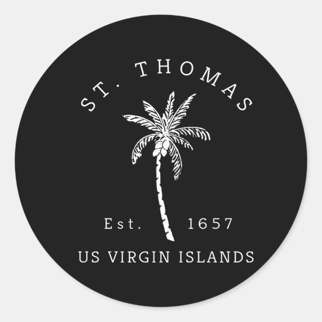 St Thomas Usvi Beach Palm Tree Novelty Classic Round Sticker (Front)