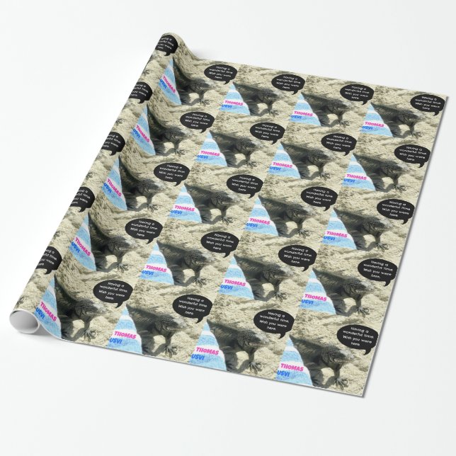 St. Thomas USVI, Iguana on beach Wrapping Paper (Unrolled)