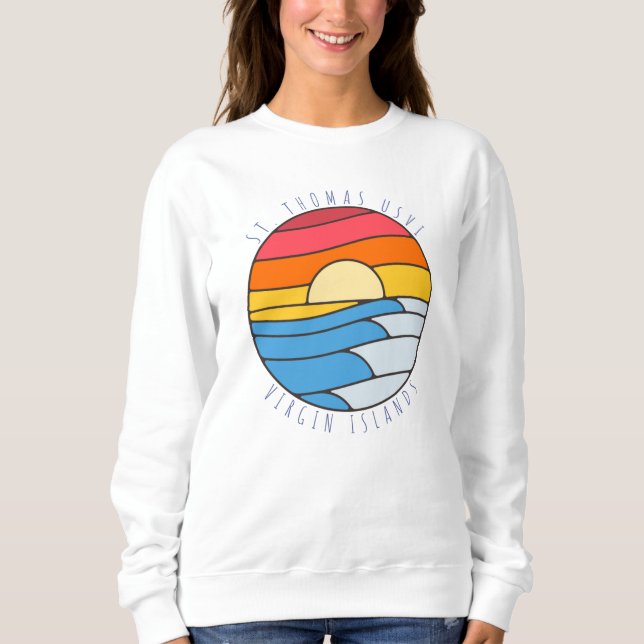 St. Thomas USVI Vintage Beach Sunset Sweatshirt (Front)