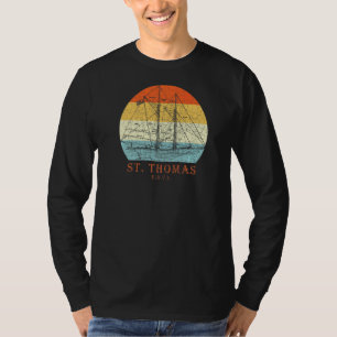 St Thomas Usvi Vintage Blueprint Sailboat Vacation T-Shirt