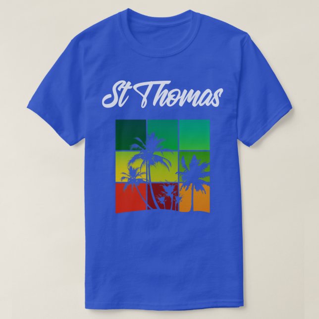 St Thomas Vacation Souvenir With Palm Trees T-Shirt (Design Front)