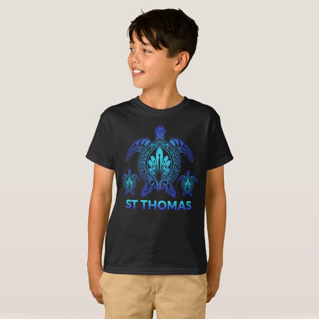 St Thomas Virgin Islands Blue Sea Turtle Souvenirs T-Shirt (Front Full)