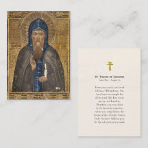 St. Tikhon of Zadonsk Orthodox Prayer Card