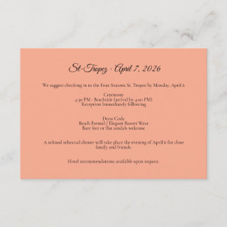 St. Tropez Destination Wedding Enclosure Card