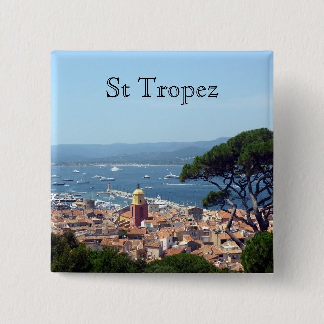 st tropez france 2 inch square button (Front)
